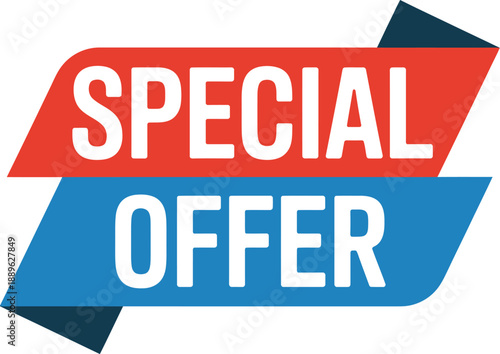 Special offer badge banner, modern promotional ribbon for sales, advertising and ecommerce marketing design, vector illustration