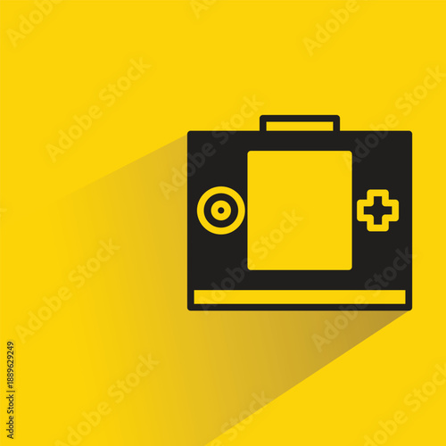 game console device icon with shadow on yellow background