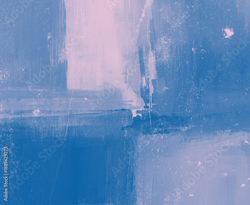 Abstract textured painting background in shades of blue and pink. Use it as your wallpaper, poster and banner design.