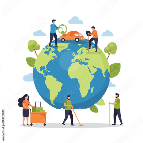 Global environmental protection and eco-friendly transportation concept