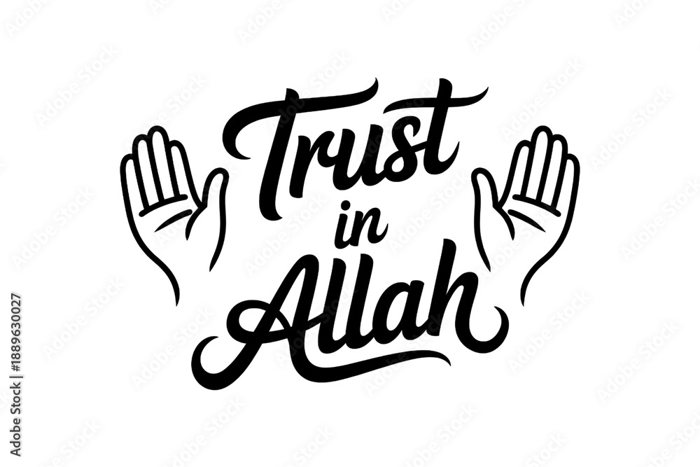 Obraz premium Trust in allah symbol with hands isolated on transparent background isolated on transparent background