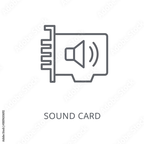Sound Card Icon in Simple Line Art Style with Dark Gray Color on White Background for Technology Illustration