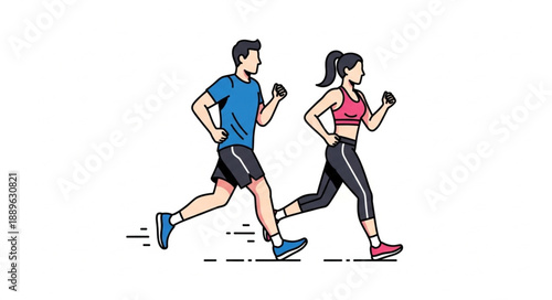 Man and Woman Running Together Fitness Activity.
