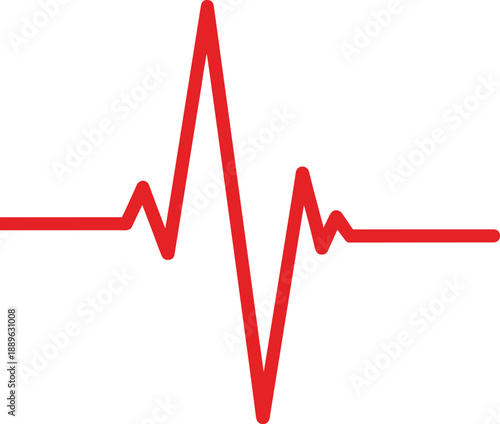Red heartbeat pulse line icon representing ecg cardiogram for medical health and life insurance vector illustration symbol, And
