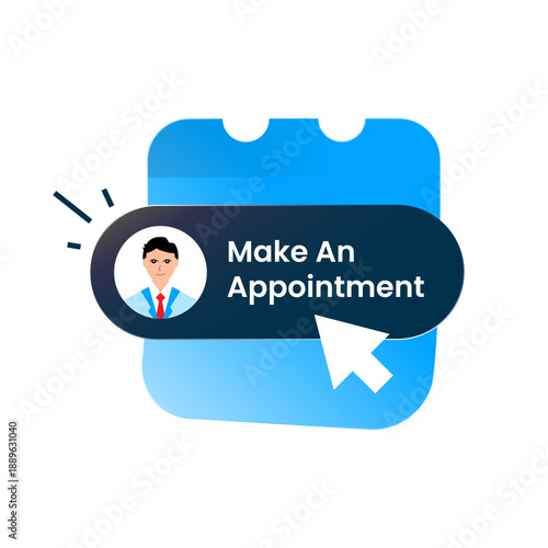 Modern vector illustration of make an appointment button. online appointment booking, professional consultation scheduling, and meeting reservation in digital apps or websites