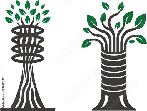 WAbstract Eco Tree with Roots – Sustainable Growth and Nature Conservation Vector Illustrationeb