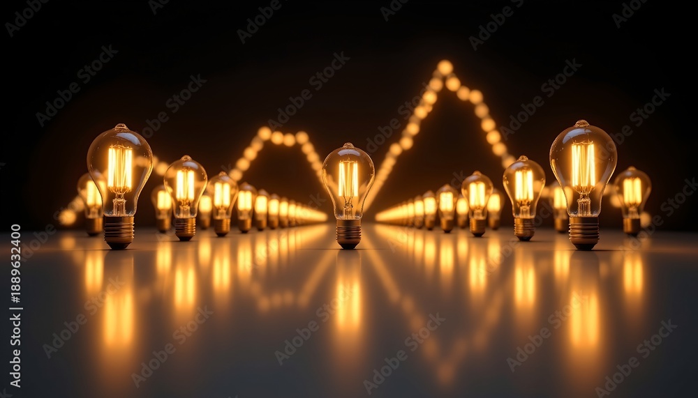 Fototapeta premium Vintage Bulb Zigzag Pattern with Warm Glow