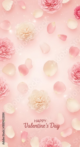Beautiful Pink Roses and Petals for Valentines Day Celebration