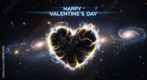 Cosmic Heart Nebula Glowing in Deep Space on Valentines Day