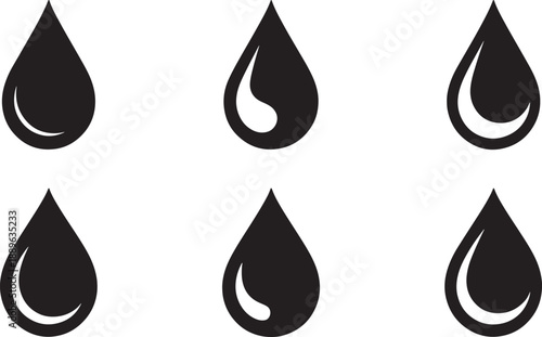 Black teardrop shapes on white background symbol