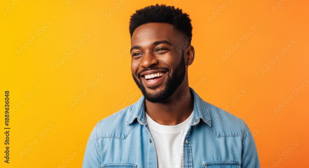 Obraz premium Smiling Man on Orange Background