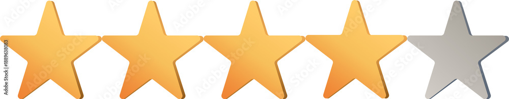 Fototapeta premium Four Gold Stars Rating Icon for Customer Review and Quality Feedback