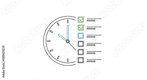 Clock Face With Checklist Showing Progress And Completion Metaphor For Planning Task Management And Time Management Concepts