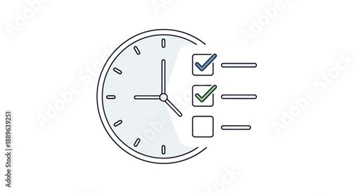 Clock Face With Checklist Items Showing Completion And Progress For Time Management And Productivity Concepts