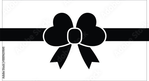 A simple black ribbon bow illustration on a white background