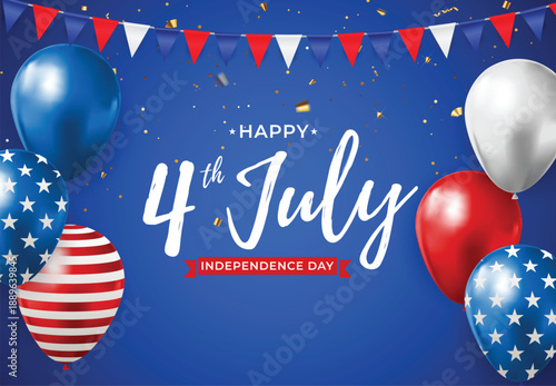 July, 4 Independence Day in USA Background. Can Be Used as Banner or Poster. Vector Illustration