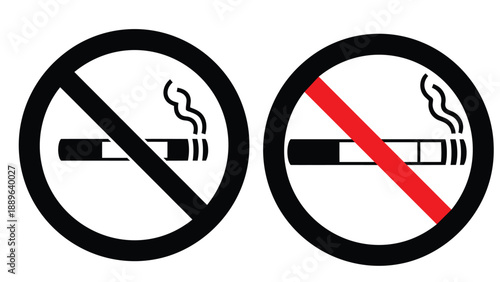 No smoking symbol with a lit and extinguished cigarette illustration