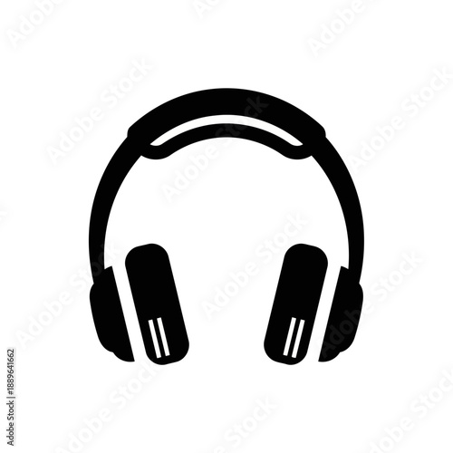 Black headphones icon on a clean