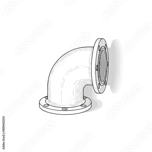 Detailed line drawing of a pipe fitting