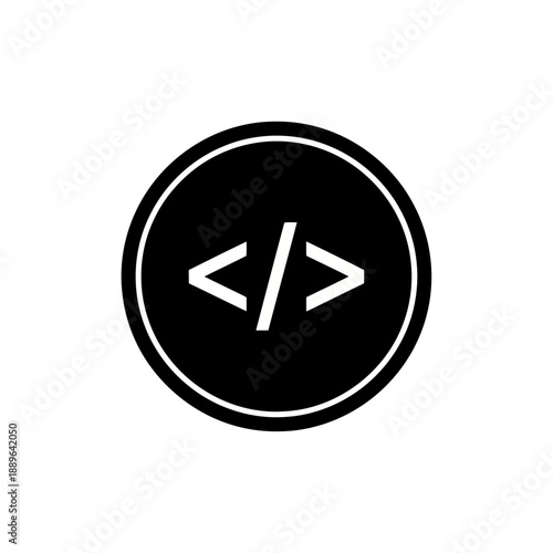 Code symbol in a black circle