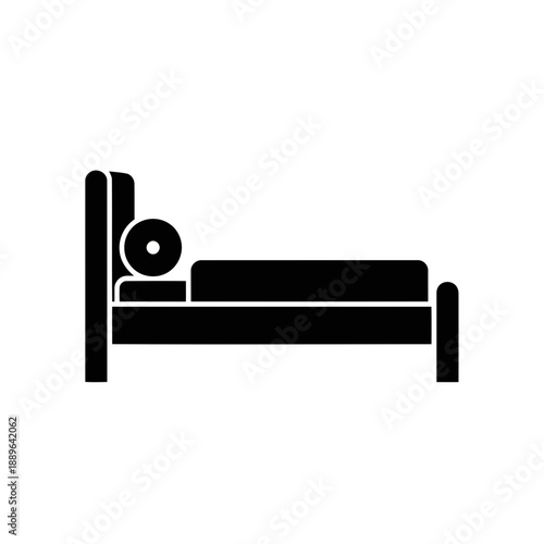 Simple black bed icon with vinyl record