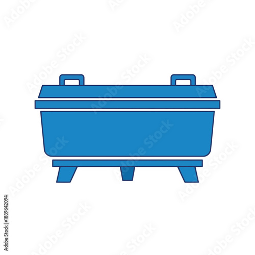 Blue dumpster with handles