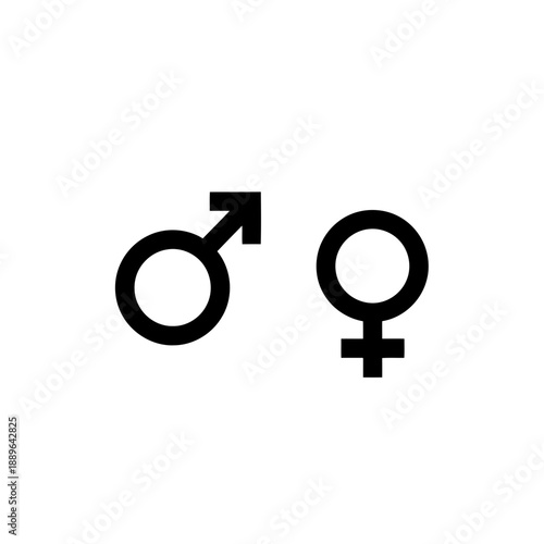 Male and female symbol or icon in black