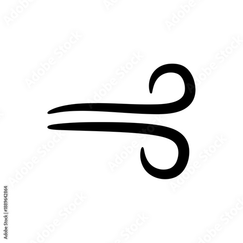 Black wind blowing strongly in a simple design