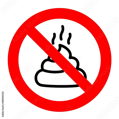 Prohibition sign with dog poop icon