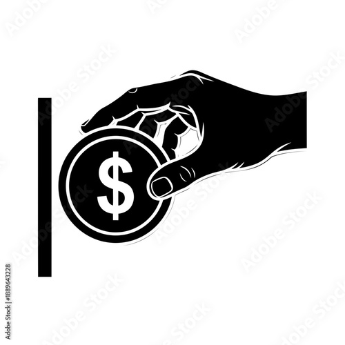 Hand holding a dollar coin with a dollar sign