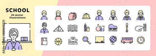 小学生、中学生、高校生のアイコンセット