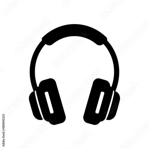 Black headphones icon on a clean