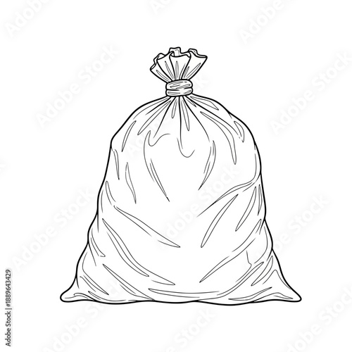 Simple black and white illustration of a bag or sack