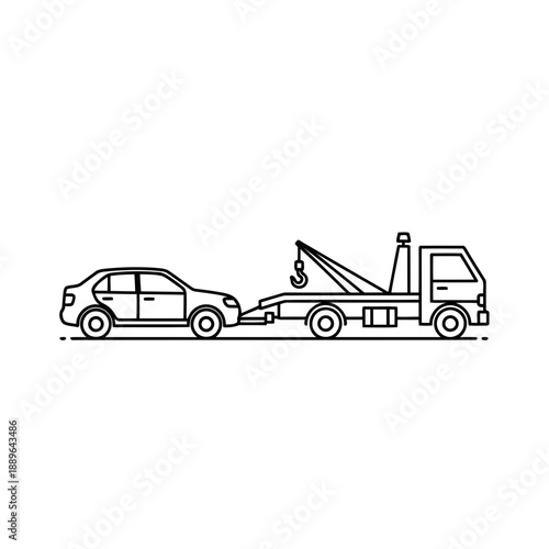 Tow truck towing a car on a isolated