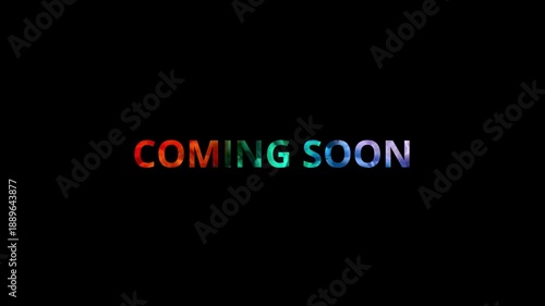 Coming soon text with smoke effect. Smoke animation effect colorful on a text. 4K animation.