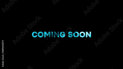 Coming soon text with smoke effect. Smoke animation effect with sky blue color on a text. 4K animation.