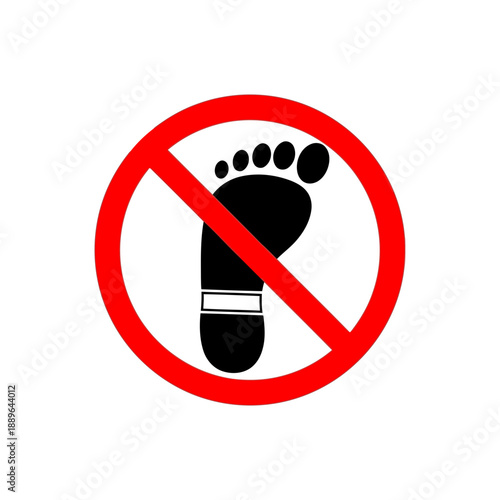 No walking sign with a footprint icon inside a red prohibition symbol
