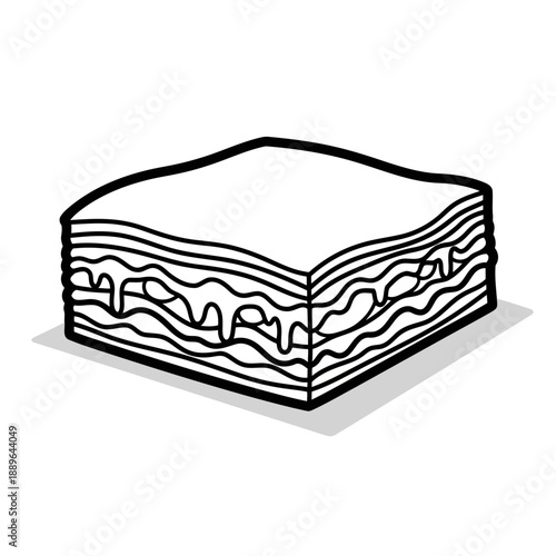 Black and white illustration of layered cake
