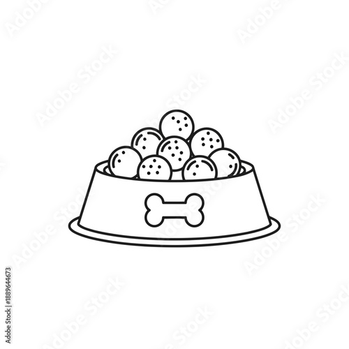 Dog food bowl filled with kibble