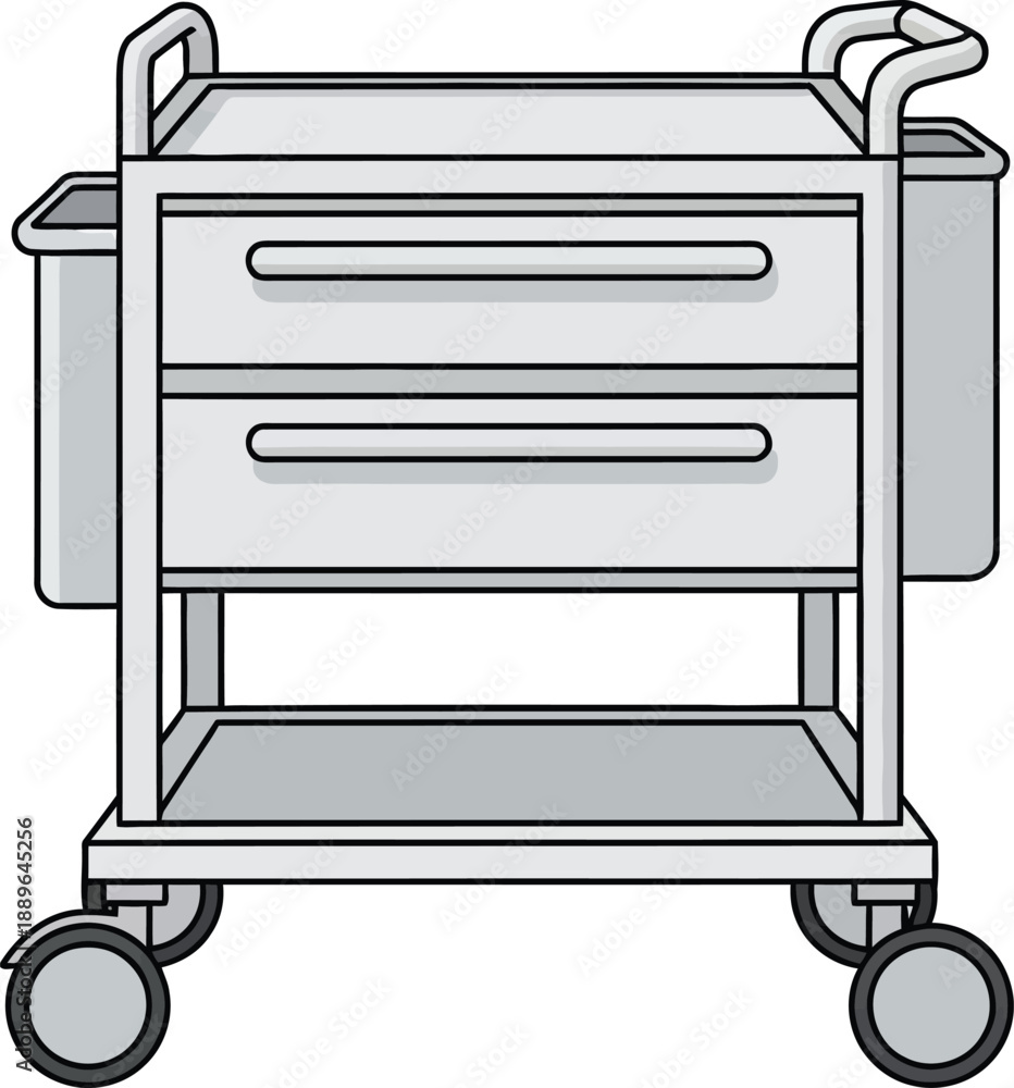 Obraz premium Medical cart vector illustration, hospital equipment on wheels
