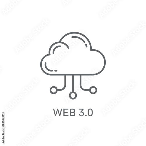 Web 3.0 Cloud Computing Icon Featuring Decentralized Network Connections and Digital Infrastructure Concept Vector Illustration