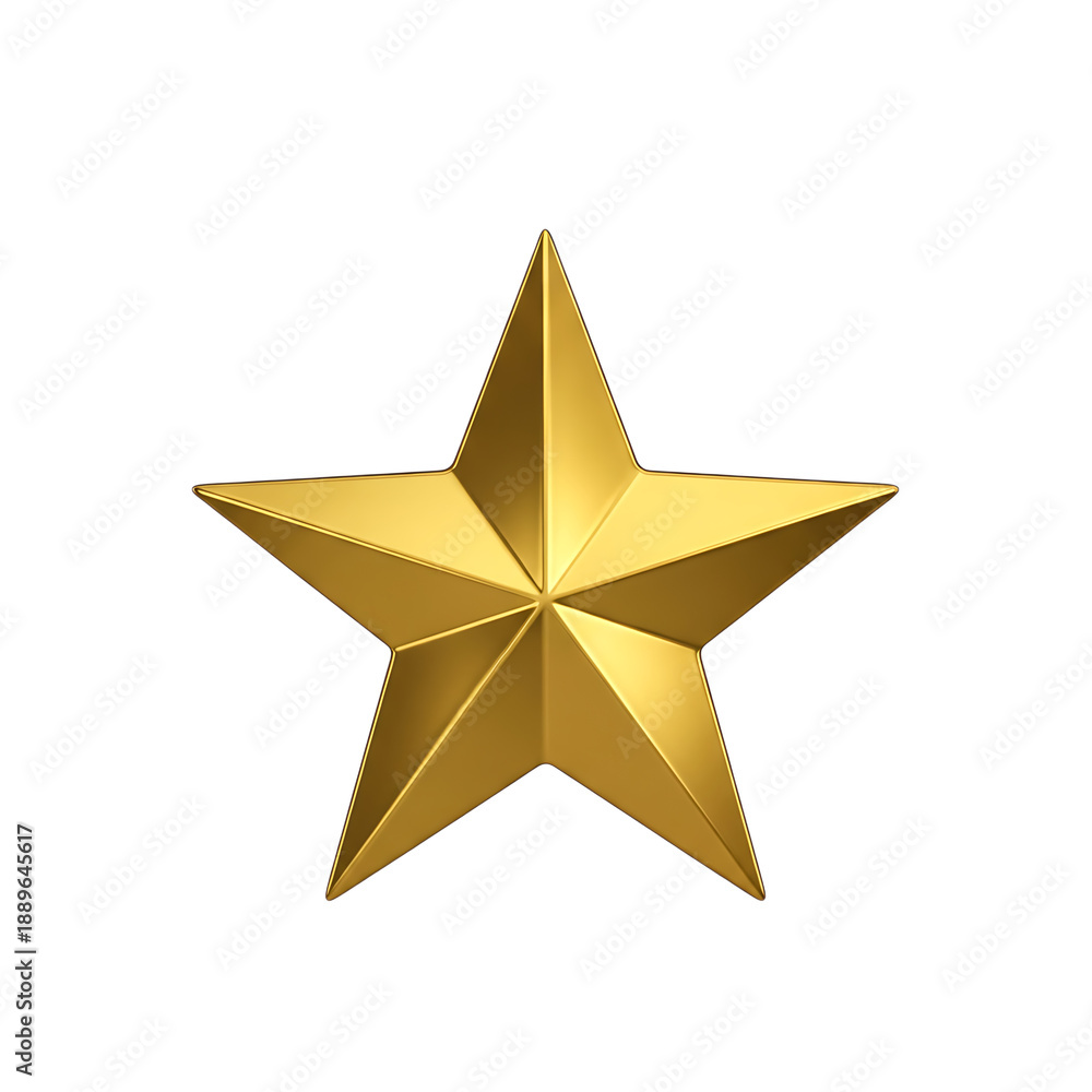 Obraz premium Shiny Golden Five Pointed Star isolated on a transparent background metallic