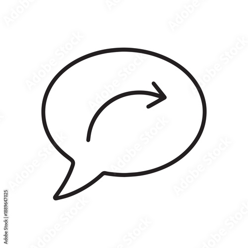 Reply Speech Bubble Line Icon Vector On White 
Background 