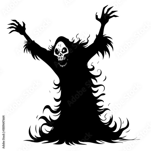 Grim reaper emerging from smoke