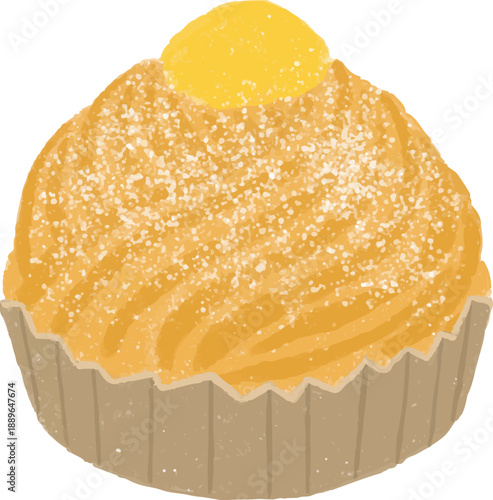 手描き風のモンブランケーキのイラスト