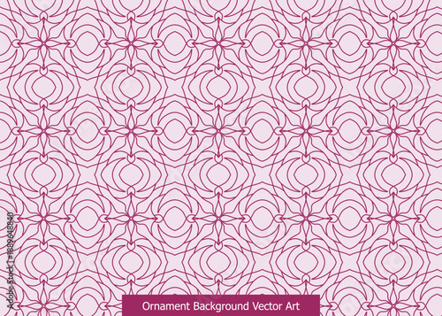 Seamless ornamental background with intricate magenta lines forming a repetitive geometric pattern on a light pink surface.