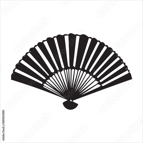 Set of traditional Japanese hand fan silhouette vector icons, decorative folding fans, black flat illustration perfect for Asian culture, art and craft, CAD drawing collection