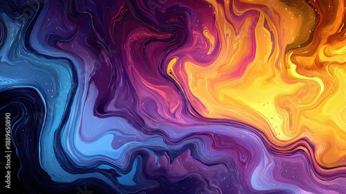 Colorful swirls of blue, purple, and orange create a vibrant design that shows movement and depth in a digital artwork created in a studio