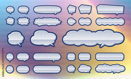 工事現場の縞鋼板模様デザインの吹き出し　横長型