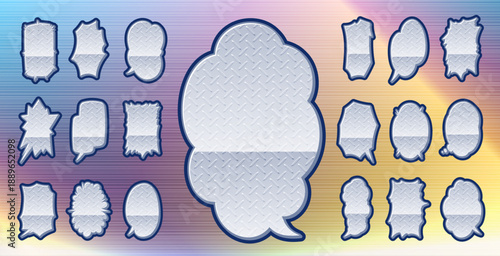 工事現場の縞鋼板模様デザインの吹き出し　縦書き